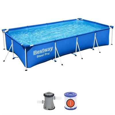 Бассейн каркасный прямоугольный 56424 Steel Pro Pools 400х211х81см, с набором - фото 62758876