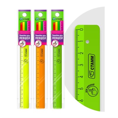 Линейка пластик 16см "Neon" для левшей, пластиковая, ассорти ЛН06 218655 - фото 62759017
