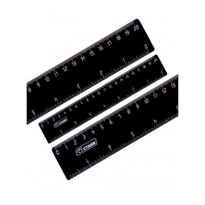 Линейка 20см Стамм, широкая, 2 шкалы (см - дюймы), пластиковая, чернаяl СТАММ ЛН107 323255 - фото 62759018