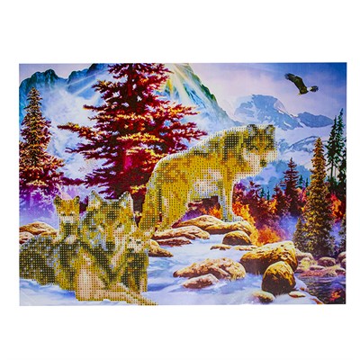 Набор для творчества Алмазная мозаика Волки 40*50см частичная выкладка 87114 - фото 62759096