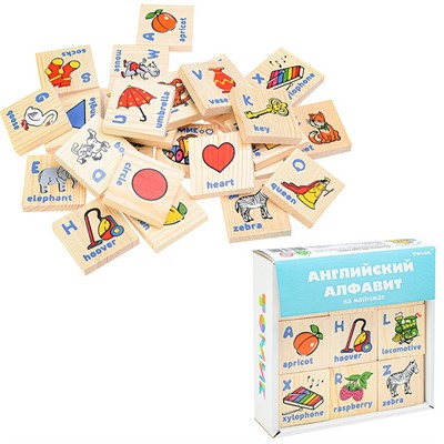 Деревянные Кубики 36шт Английский на магнитах МАГ03 - фото 62759638