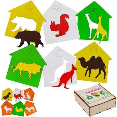 Деревянная Пазл-вкладыш Досочки Сегена Где чей домик? /Арбо/ - фото 62759805