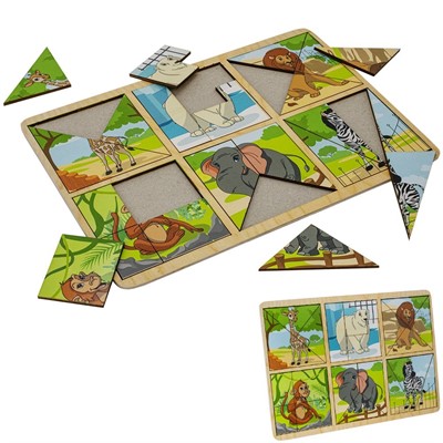 Деревянная Карточки-пазл Зоопарк ОА-00000040  /Арбо/ - фото 62759905