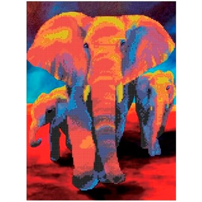 Набор для творчества Алмазная мозаика 5D Слоны 40*50см частичная выкладка 89761 - фото 62760023