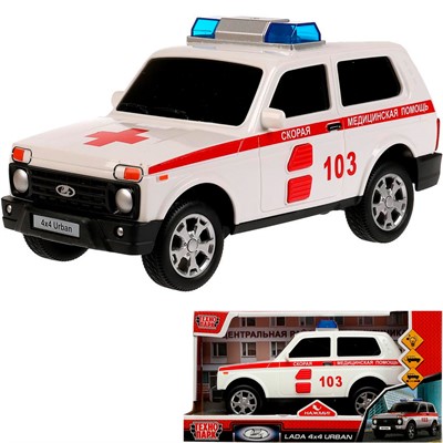 Модель URBANBLACK-20PLAMB-WH LADA 4x4 URBAN СКОРАЯ 19,5 см Технопарк  в коробке /36/ - фото 62760159