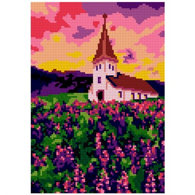 Набор для творчества Алмазная мозаика Церковь в Исландии 21*30 см Ам-077 LORI - фото 62760453
