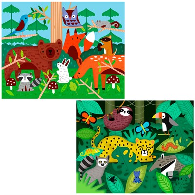 Пазл 2 в 1 В мире животных P1200 - фото 62760536