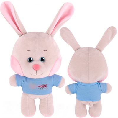 Зайка с Розовыми Щёчками в Футболке 25 см MT-MRT-MG01202303-25 - фото 62761348