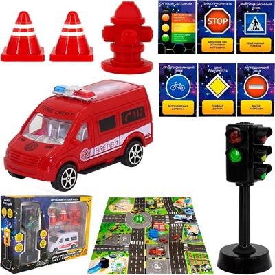 Набор машин MK723A4 Young Racer со светофором микс в кор. - фото 62761649