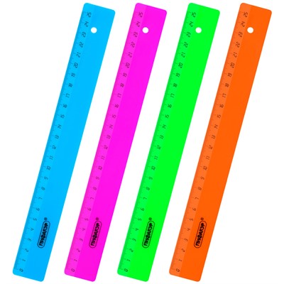 Линейка 25 см пластик ПИФАГОР, непрозрачная, неоновая, ассорти, 210790 - фото 62762000