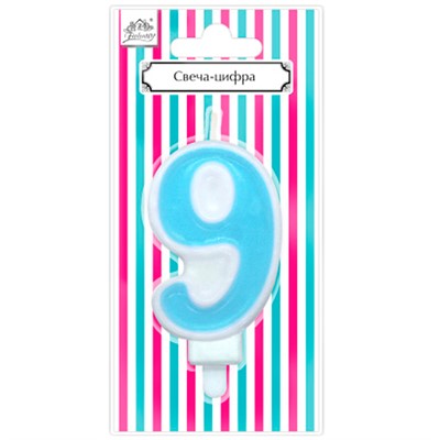 Свеча для торта Цифра "9" Веселая вечеринка голубой L0289-BL - фото 62762370