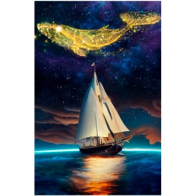 Набор для творчества Роспись по холсту 30*40см Корабль и созвездие кита ХК-6841 - фото 62762486