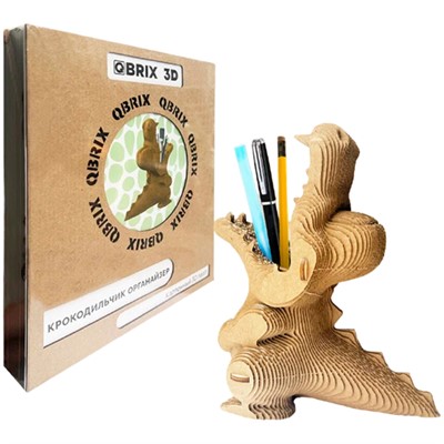 Конструктор Картонный 3D QBRIX Крокодильчик органайзер 20037 - фото 62762602