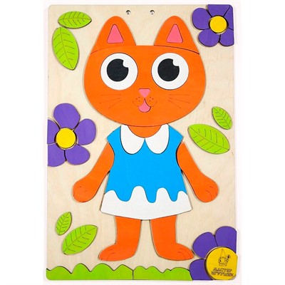 Деревянная Развивающая игра Аппликация Кошечка IG0774 - фото 62762867