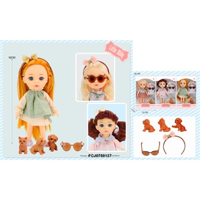 Кукла малышка 91055-C Little Milly в очках с питомцем в кор. - фото 62763225