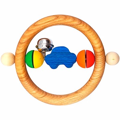 Деревянная Погремушка Машинка с бубенчиком 03034 - фото 62763774