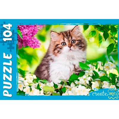 Пазл 104 Котенок в цветах №4 П104-9933 - фото 62763859