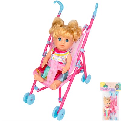 Пупс Miss Kapriz MK2320K-GB с коляской в пак. - фото 62764647