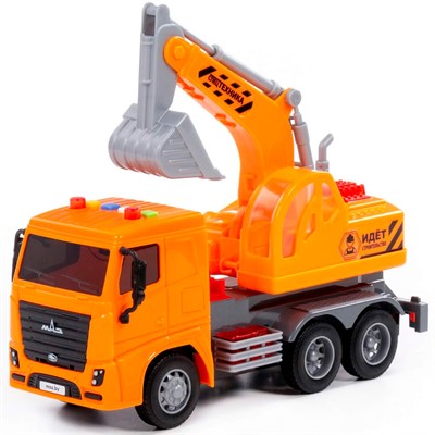 Автомобиль экскаватор МАЗ инерционный со светом и звуком оранжевый в кор. 67286 П-Е /8/ - фото 62764687