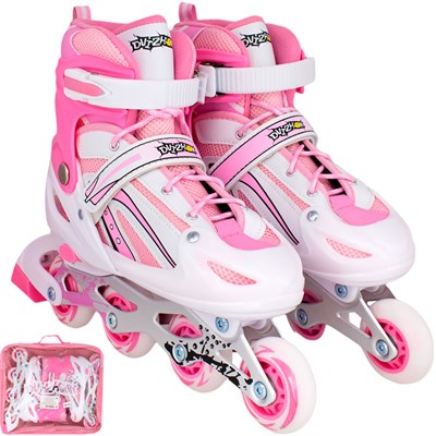 Ролики Dvizhok р. 38-41 раздвиж. PVC, 1 колесо со светом,розовый 141V-205 - фото 62764699