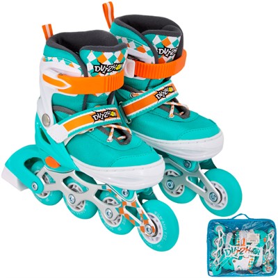 Ролики Dvizhok р. 30-33 раздвиж. PVC, 1 колесо со светом,бирюзовый 141V-361 - фото 62764734