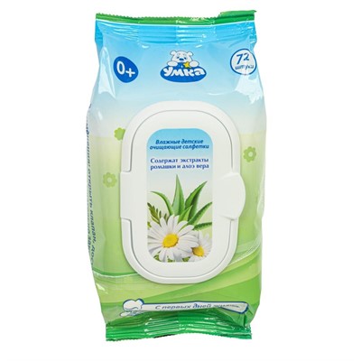 Влажные детские салфетки Умка с клапаном 72 шт. Заботливая мама 112803-UM - фото 62766417