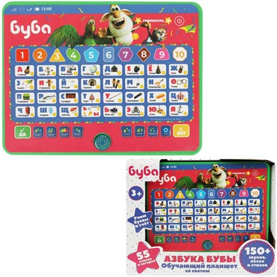 Планшет обучающий Буба 150 звуков,песен и стихов.свет Умка HT840-R23 - фото 62766659