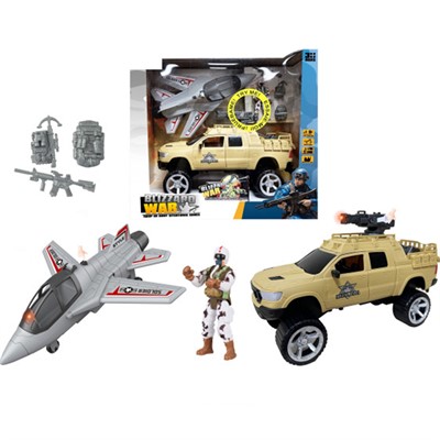 Набор Военный 6669B самолет, машина, солдат, аксесс в кор. - фото 62767360
