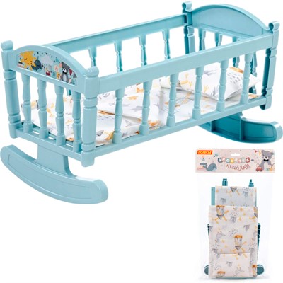 Кроватка-качалка сб. для кукол №4 дымчато-голубая 24033 - фото 62767443