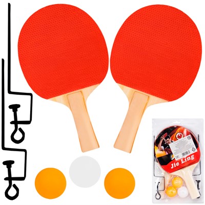 Теннис настольный 2 ракетки, 3 мяча 141V-749 с крепл для сетки - фото 62767632