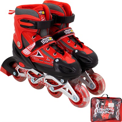 Ролики Dvizhok р. S 30-33 раздвиж., свет 1 колеса, черно-красный 141V-670-7 - фото 62768145