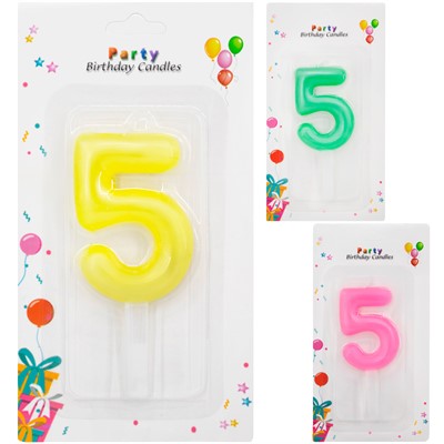 Свеча для торта Цифра 5 в ассорт. FG240525045L-6 - фото 62768344