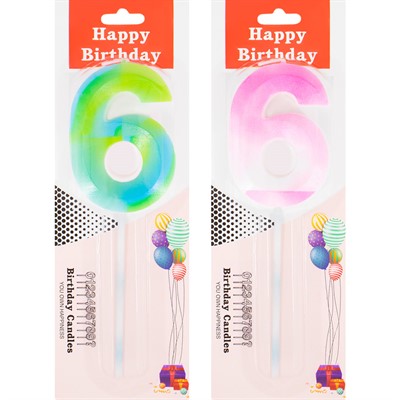 Свеча для торта Цифра 6 в ассорт. FG240525064L-7 - фото 62768379