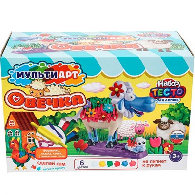 Набор для творчества Тесто для лепки с формочками Милая овечка 27 см MultiArt PDSET-MAOVECHKA - фото 62768764