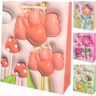 Пакет 32х26х10см Объемный. Цветы FG240527175D - фото 62769304