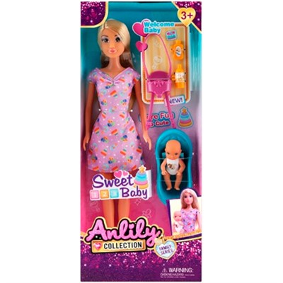 Кукла 616323 Мама с малышом в переноске в кор. - фото 62769901