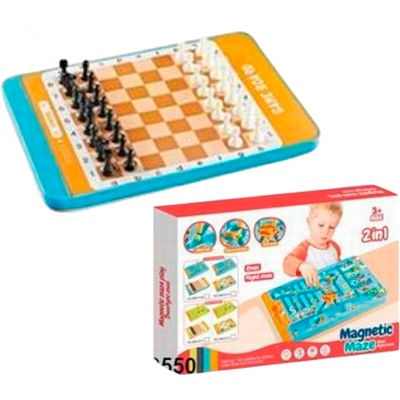Игра настольная 898-9109 Магнитный лабиринт/ шахматы в кор. - фото 62770618