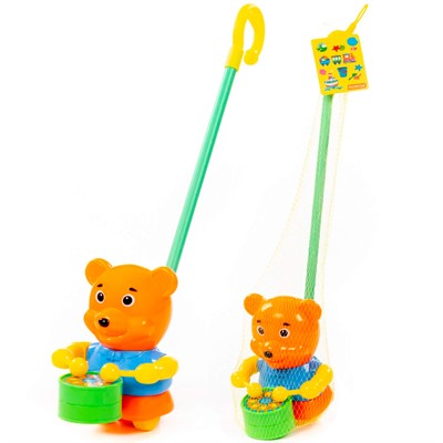 Каталка Медвежонок с ручкой 96654 П-Е/12/ - фото 62770721