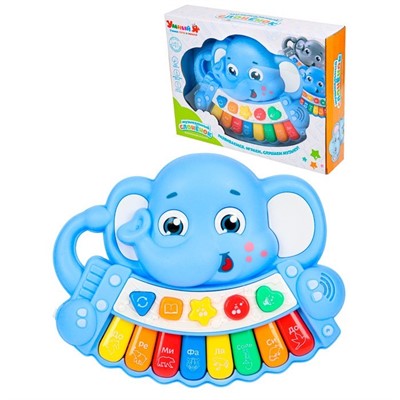 Пианино ZYE-E0307 Умный Я Слоненок, подсветка, звук в коробке - фото 62770882