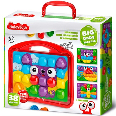 Мозаика для малышей в чемодане "Собачка" d4,5/38 эл Baby Toys 04103 - фото 62771113