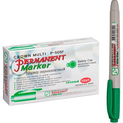 Маркер зеленый перманентный Crown "Multi Marker Super Slim" пулевидный, 1мм P-505F - фото 62771365