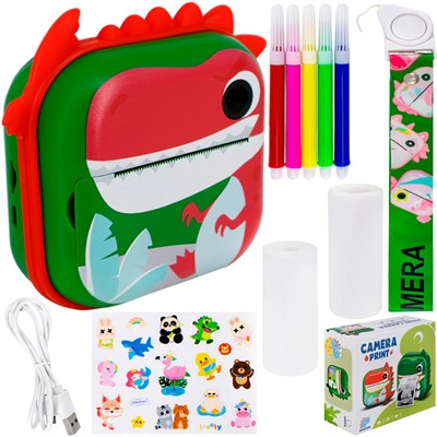 Фотоаппарат M5-K Динозавр с функцией быстрой печати, с аксесс. в кор. - фото 62771797