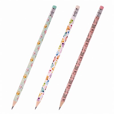 Карандаш ч/гр НВ Совушка с ластиком ассорти 181772 Юнландия - фото 62771870