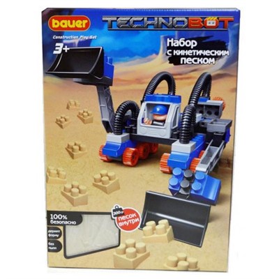Конструктор Bauer 805 Набор с кинетическим песком,  роботом и пилотом "Technobot" бел. голуб.серый - фото 62772856