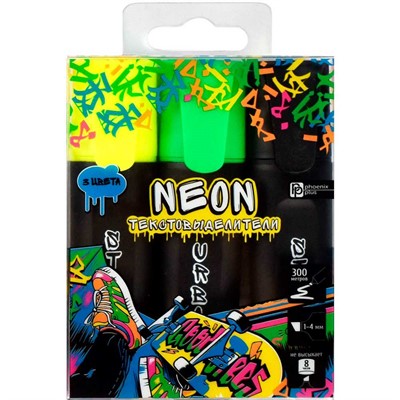 Текстовыделитель 3 шт. Включи неон 64538 - фото 62774140