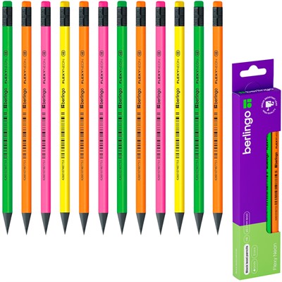 Карандаш ч/гр НВ пластик ассорти с ластиком ВР00880 Berlingo Flexy Neon - фото 62774438
