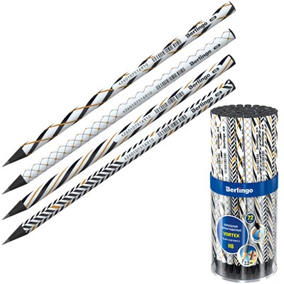 Карандаш ч/гр "Vortex" HB, круглый, черное дерево, заточен 299344 Berlingo - фото 62774600