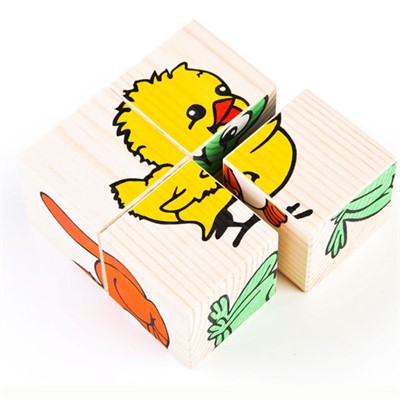 Деревянные кубики 4шт Животные 3333-1 - фото 62774921