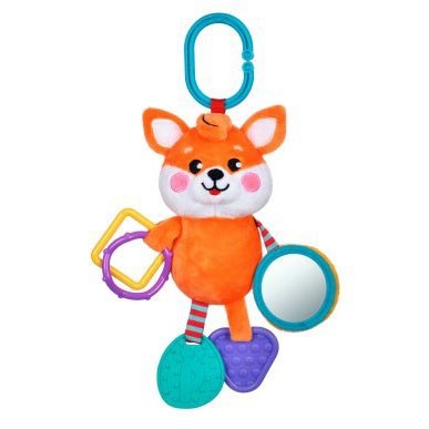 Игрушка развивающая 939535 Пищалка с силиконовым прорезывателем и зеркальцем Лисенок Жирафики - фото 62775443