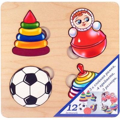 Деревянная рамка вкладыш Игрушки 7910 - фото 62775457